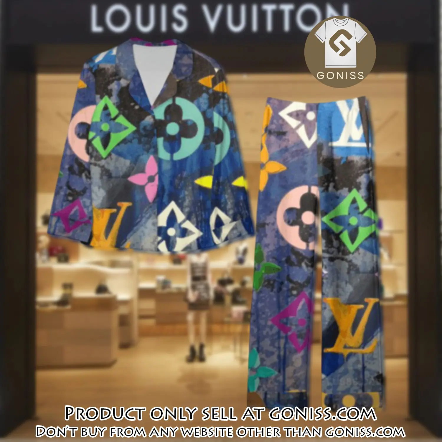 Trending luxury lv satin pajama set pjs1096 gn1209613